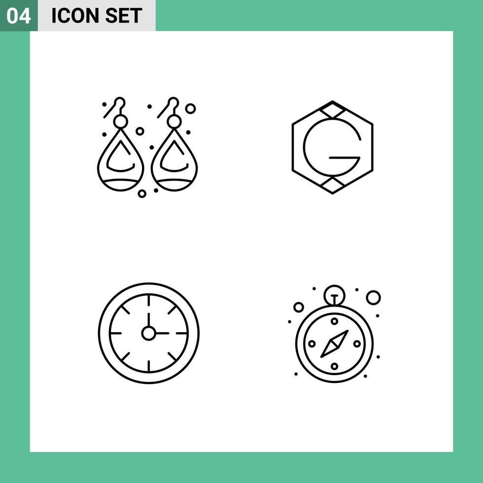 pack de lignes vectorielles modifiables de 4 couleurs plates remplies simples de bouchons d'oreille horloge argent crypto temps éléments de conception vectoriels modifiables vecteur