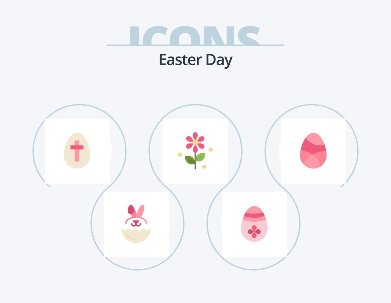 pack d'icônes plates de pâques 5 conception d'icônes. Oeuf. décoration. Pâques. fête. Pâques vecteur