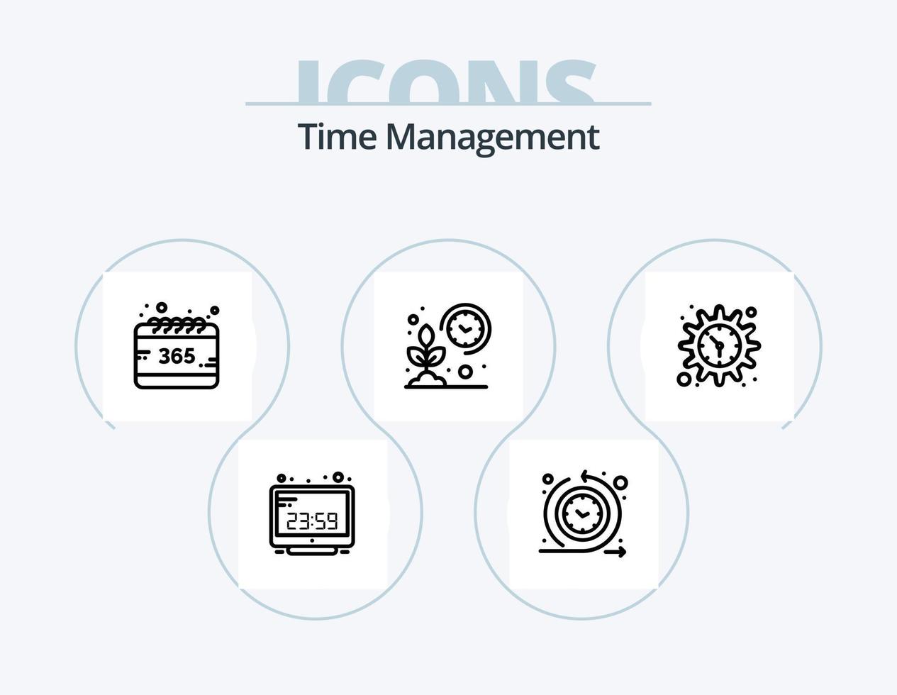 pack d'icônes de ligne de gestion du temps 5 conception d'icônes. appel. notification. temps. cloche. Regardez vecteur