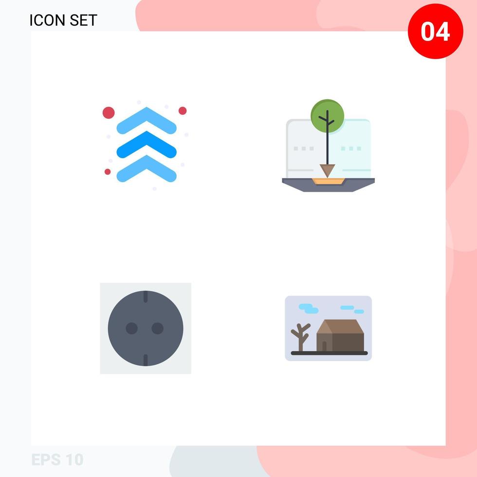 4 icônes plates vectorielles thématiques et symboles modifiables de la direction de la prise de flèche contenu organique maison éléments de conception vectoriels modifiables vecteur