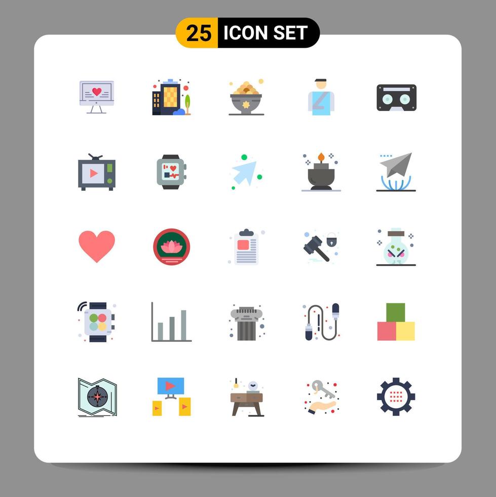 pack d'icônes vectorielles stock de 25 signes et symboles de ligne pour les éléments de conception vectoriels modifiables de l'homme de la nourriture du service audio vecteur