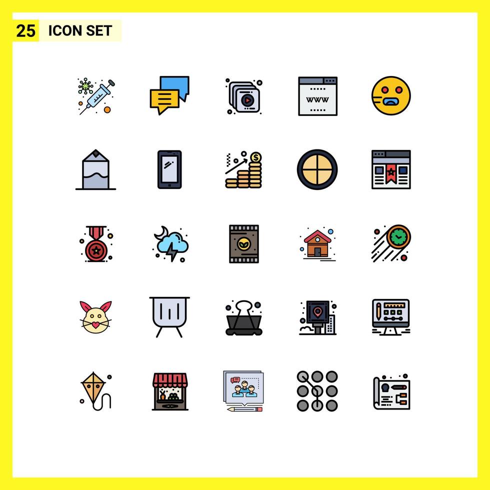 ensemble de 25 symboles d'icônes d'interface utilisateur modernes signes pour emot site groupe seo internet éléments de conception vectoriels modifiables vecteur