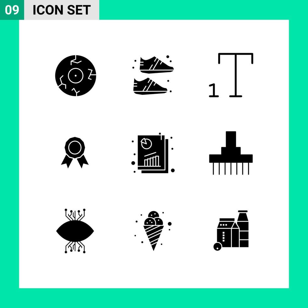 ensemble de 9 symboles d'icônes d'interface utilisateur modernes signes pour rapport d'analyse seo cadre d'analyse de polices éléments de conception vectoriels modifiables vecteur