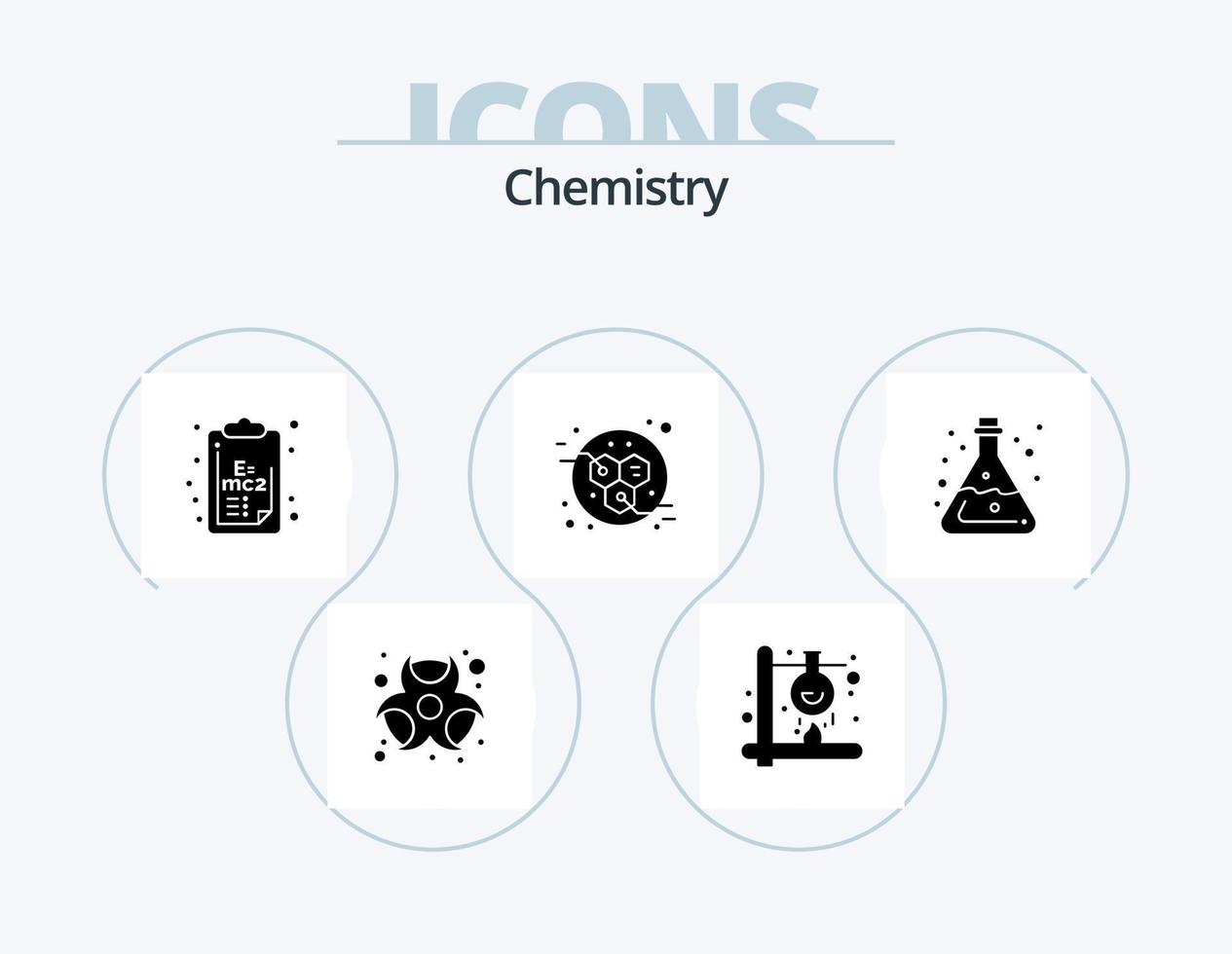 pack d'icônes de glyphe de chimie 5 conception d'icônes. laboratoire. Puissance. la science. molécules. planche à pince vecteur