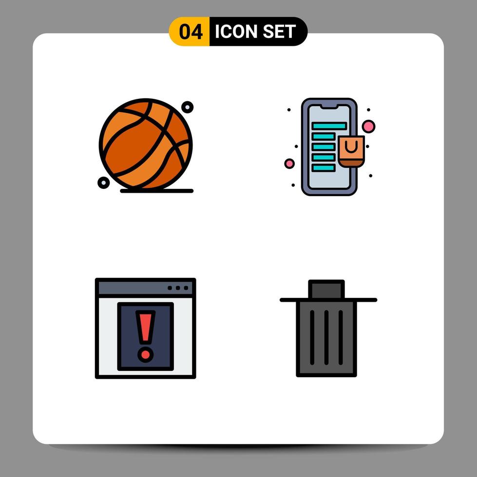 4 icônes créatives signes et symboles modernes d'alerte de ballon de basket éléments de conception vectoriels modifiables web mobile fête des pères vecteur