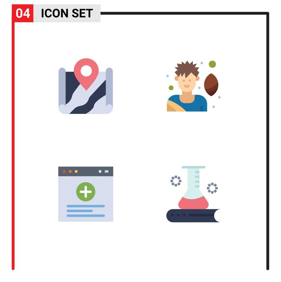 ensemble de 4 symboles d'icônes d'interface utilisateur modernes signes pour carte internet joueur de football google science et éducation éléments de conception vectoriels modifiables vecteur
