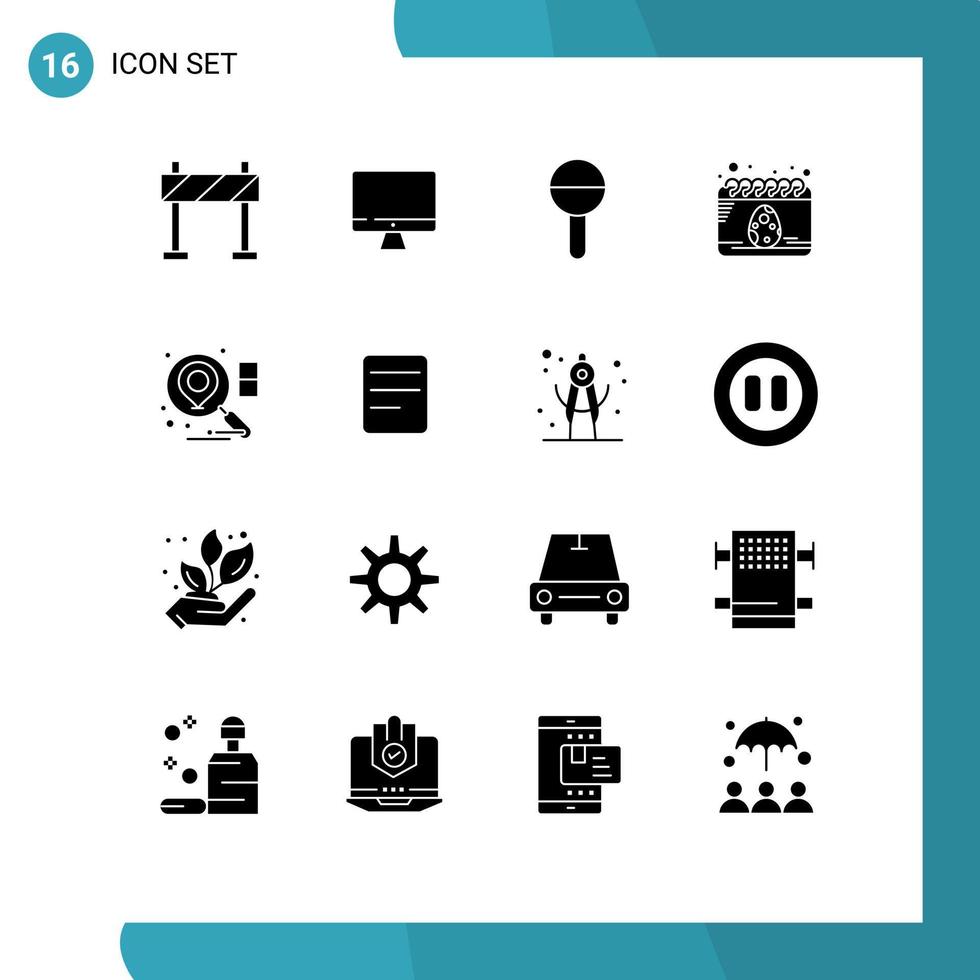 16 icônes créatives signes et symboles modernes de l'emplacement de l'entreprise enfant oeuf date éléments de conception vectoriels modifiables vecteur