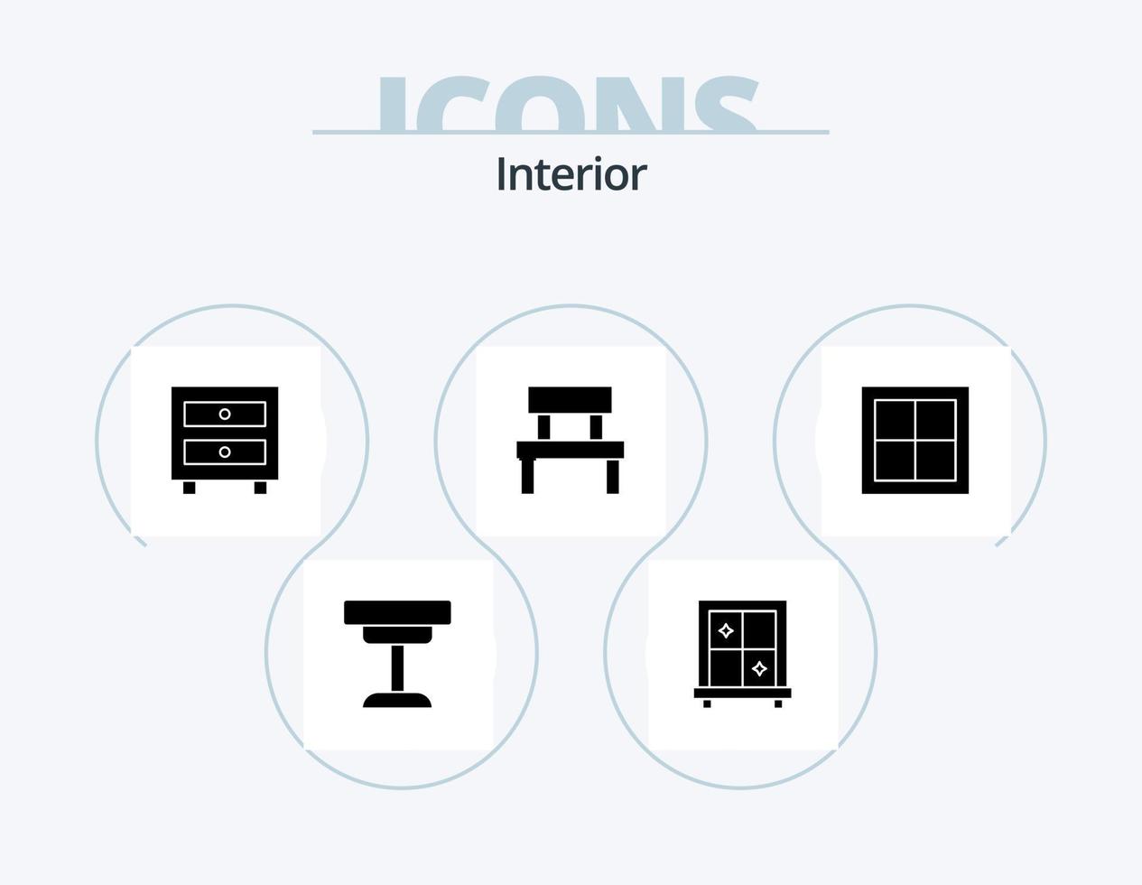 pack d'icônes de glyphe intérieur 5 conception d'icônes. domicile. parc. tiroir. intérieur. meubles vecteur