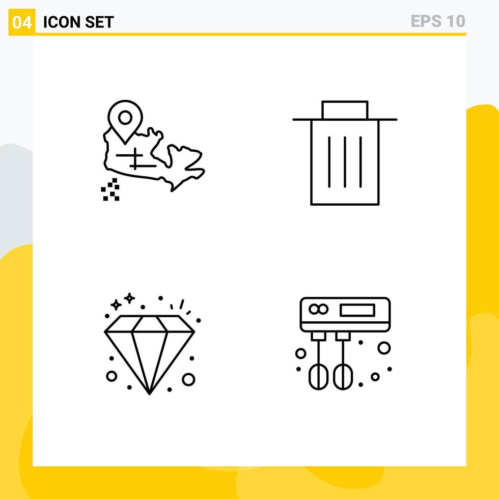 pack de lignes vectorielles modifiables de 4 couleurs plates remplies simples du bijou du canada supprimer les éléments de conception vectoriels modifiables de l'utilisateur cuisinier vecteur