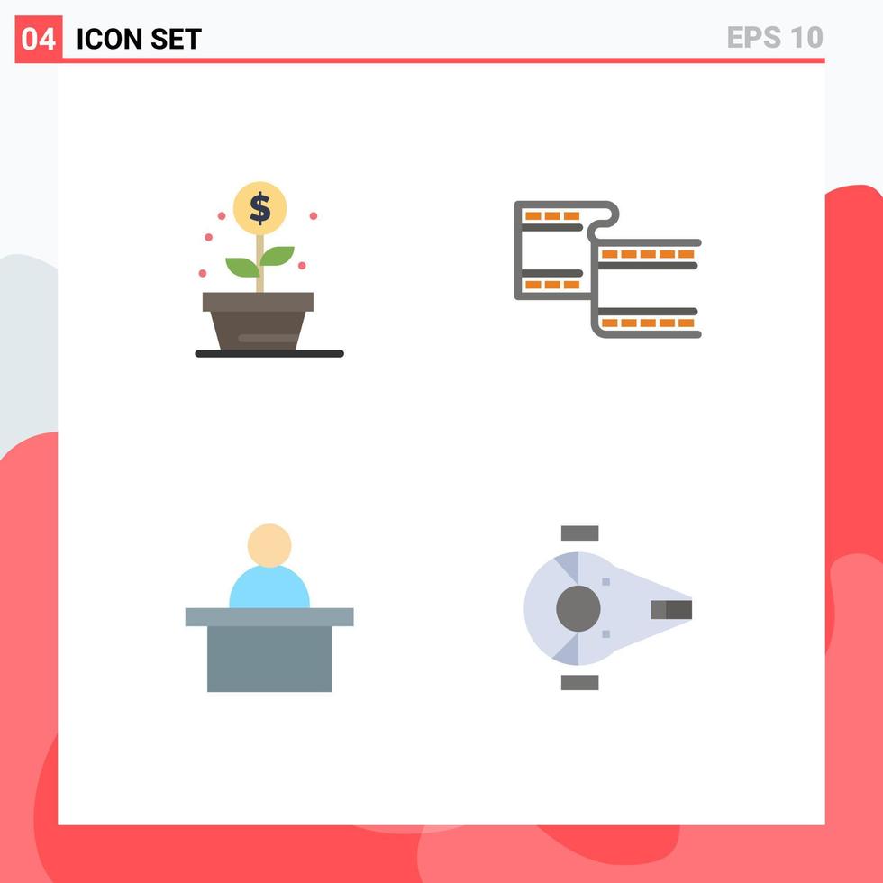 ensemble de 4 symboles d'icônes d'interface utilisateur modernes signes pour les gains enseignant argent combattant vidéo éléments de conception vectoriels modifiables vecteur