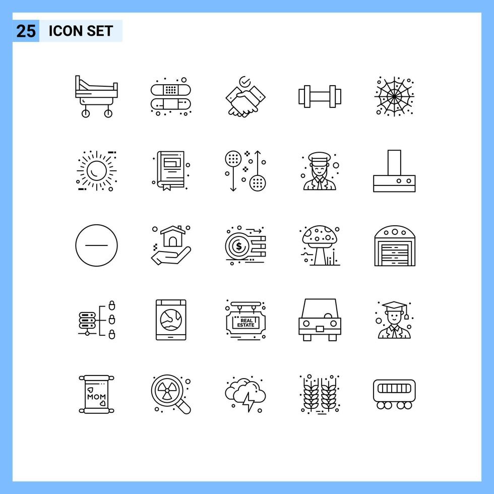 pack d'icônes vectorielles de stock de 25 signes et symboles de ligne pour les thèmes d'araignées effrayants formation d'halloween éléments de conception vectoriels modifiables vecteur