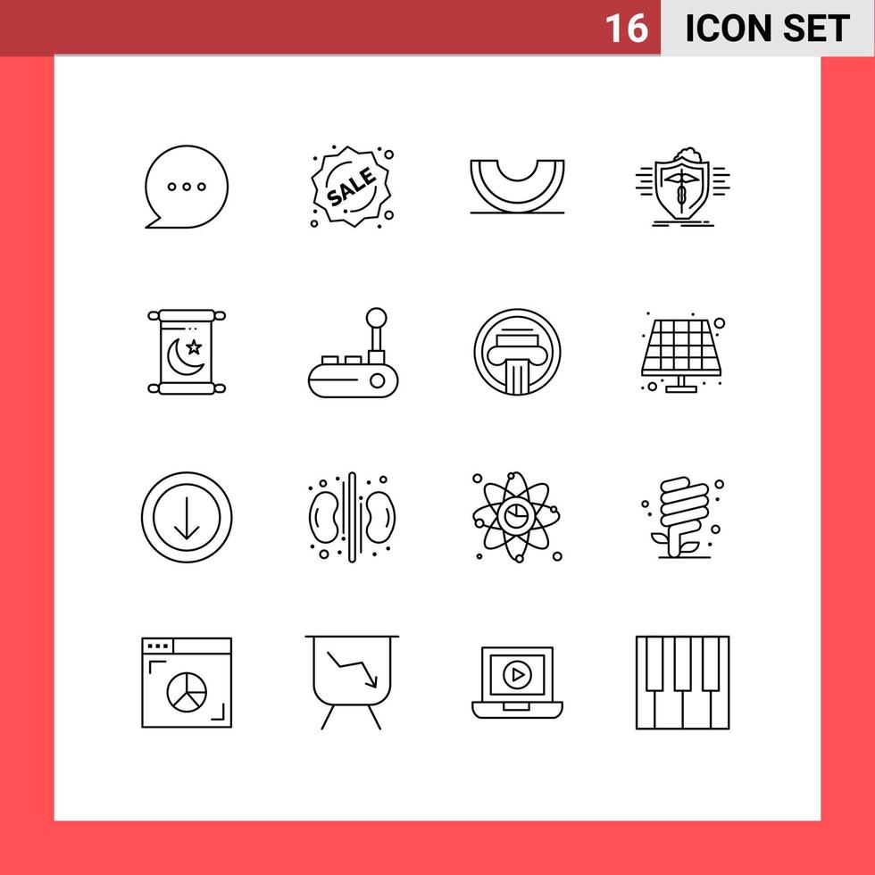 pack d'icônes vectorielles stock de 16 signes et symboles de ligne pour la protection du ramadan nourriture assurance médicale éléments de conception vectoriels modifiables vecteur