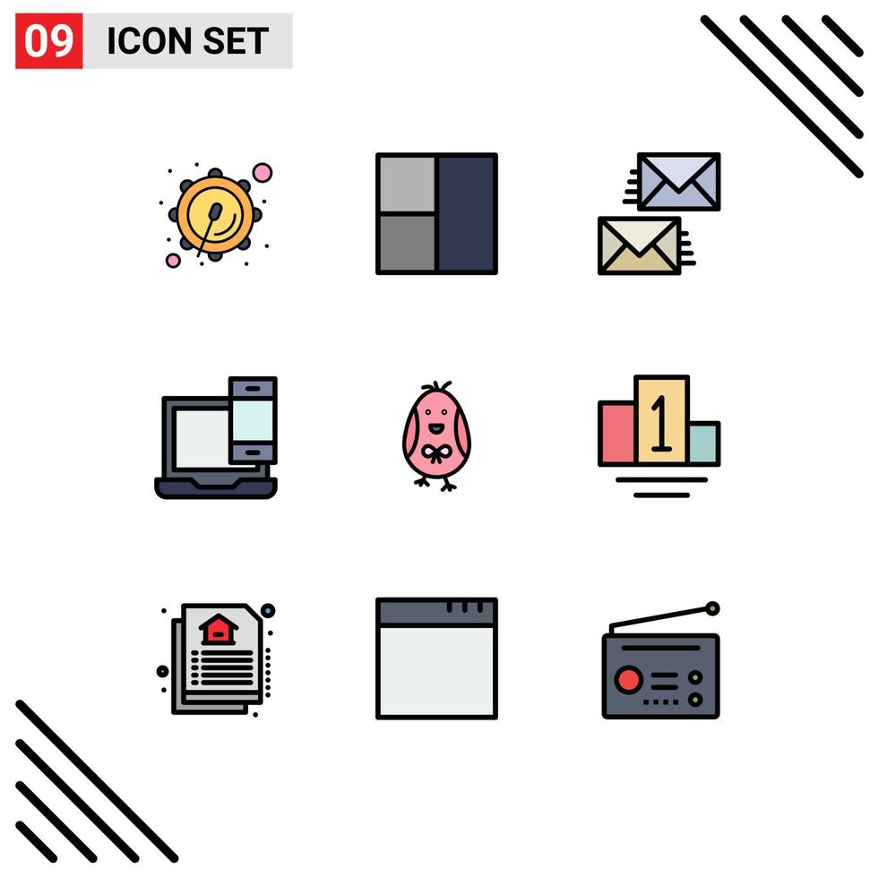symboles d'icônes universels groupe de 9 couleurs plates modernes de poulet de bébé email téléphone portable éléments de conception vectoriels modifiables vecteur