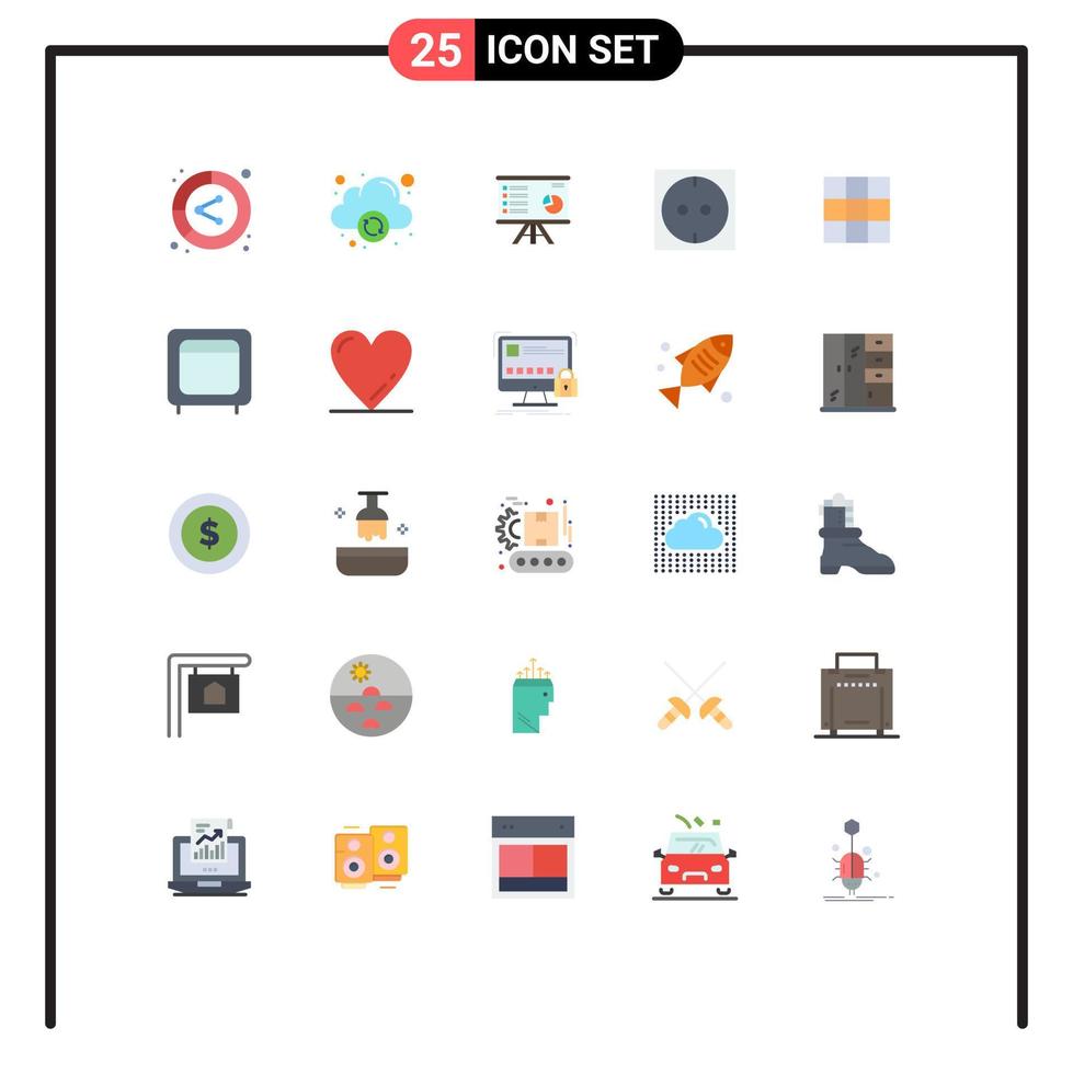 ensemble de 25 symboles d'icônes d'interface utilisateur modernes signes pour le menu présentation électrique rapport graphique éléments de conception vectoriels modifiables vecteur
