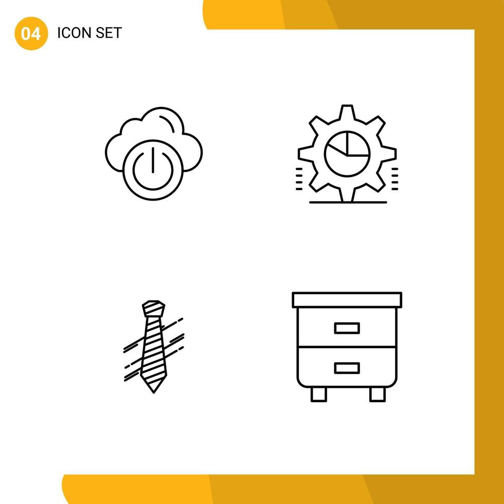 pack d'icônes vectorielles stock de 4 signes et symboles de ligne pour les éléments de conception vectoriels modifiables de la robe de graphique à tarte vecteur