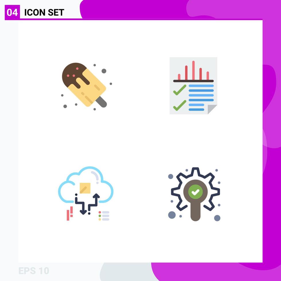 4 icônes créatives signes et symboles modernes de bonbon seo popsicle document connectent des éléments de conception vectoriels modifiables vecteur