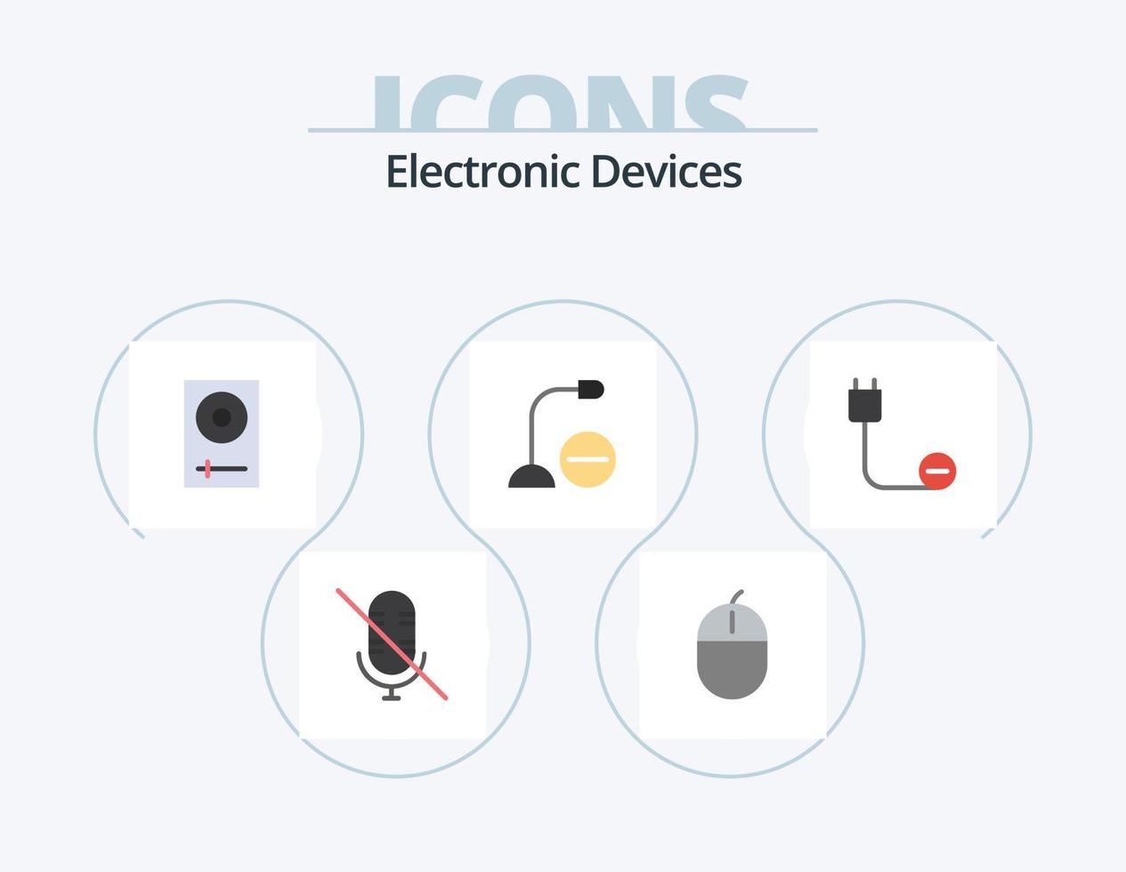 appareils icône plate pack 5 conception d'icônes. microphone. gadget. console. dispositifs. mixer vecteur