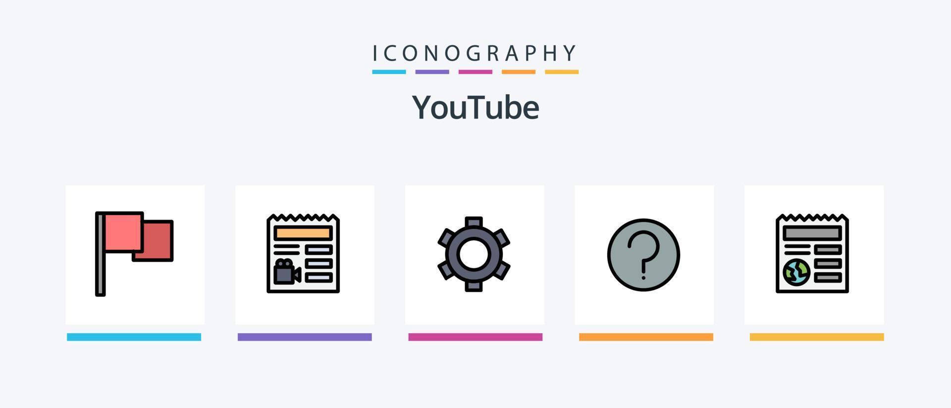 ligne youtube remplie de 5 packs d'icônes comprenant un globe. basique. basique. ui. texte. conception d'icônes créatives vecteur