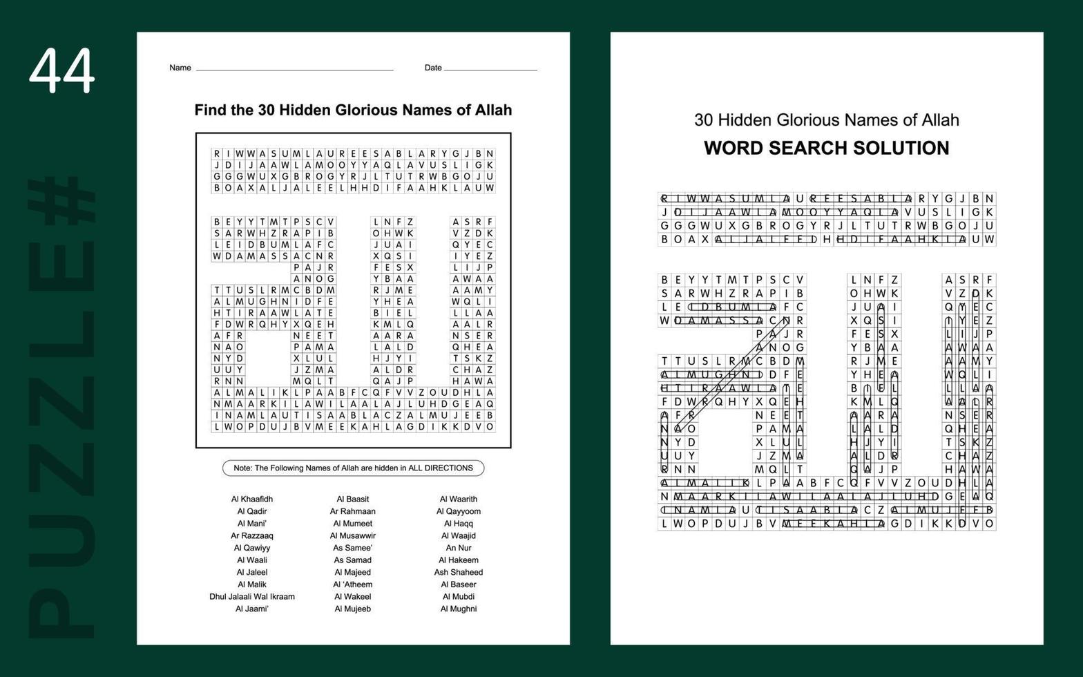 nomdieuasmaularabicreligionpuzzle de motséducatifmots croisésanglaisactivitéfiche enfantscasse-têtequiztâche de recherchedéfi d'activitéfeuille de travail vecteur