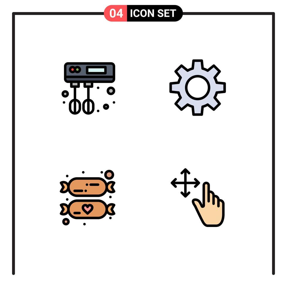 ensemble de 4 symboles d'icônes d'interface utilisateur modernes signes pour les bonbons de cuisinier romz geste de bébé éléments de conception vectoriels modifiables vecteur