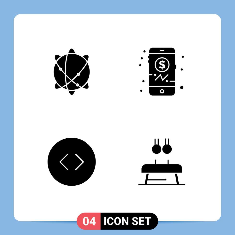 4 interface utilisateur pack de glyphes solides de signes et symboles modernes de l'informatique agrandir les éléments de conception vectoriels modifiables de remise en forme mobile du monde vecteur