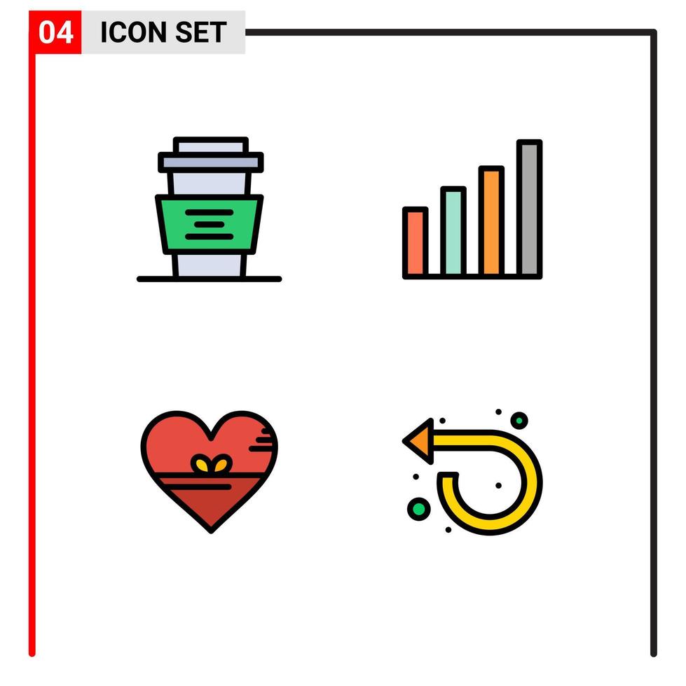 pack d'icônes vectorielles stock de 4 signes et symboles de ligne pour les boissons coeur coupe interface éléments de conception vectoriels modifiables préférés vecteur