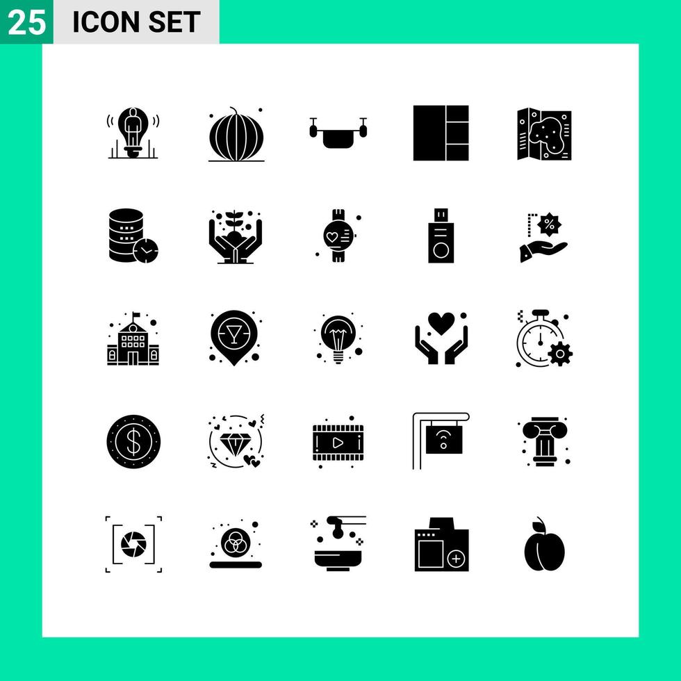 symboles d'icônes universels groupe de 25 glyphes solides modernes de grille de carte véhicules de thanksgiving contours éléments de conception vectoriels modifiables vecteur
