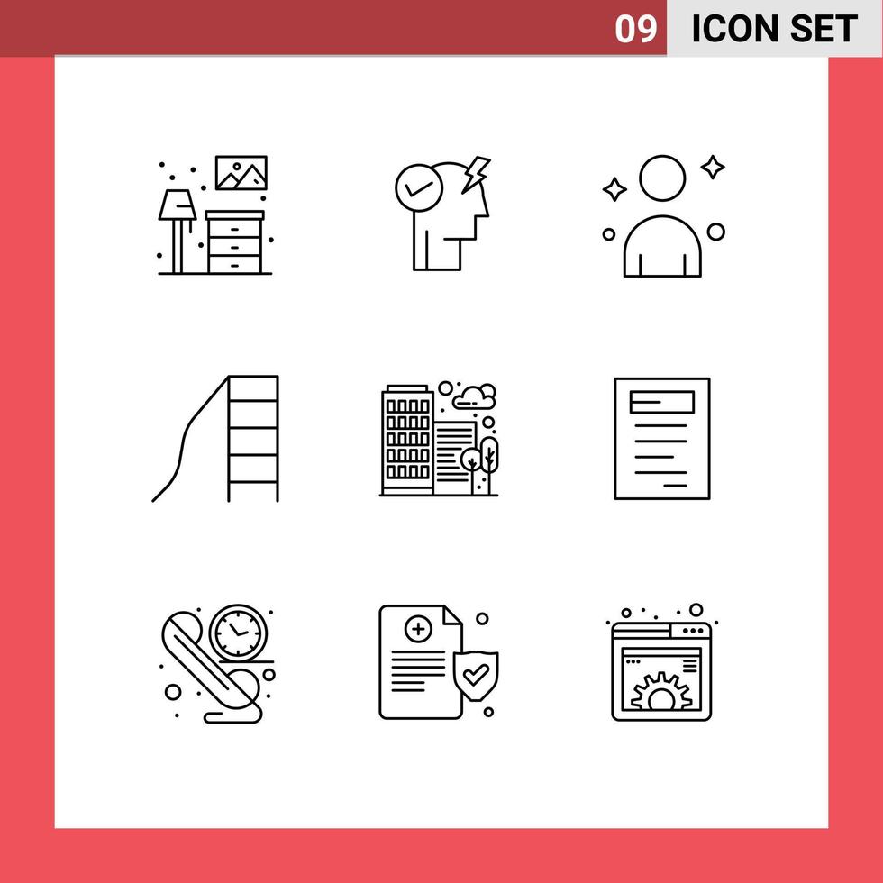 pack d'interface utilisateur de 9 contours de base de construction de maison éléments de conception vectoriels modifiables pour enfant vecteur