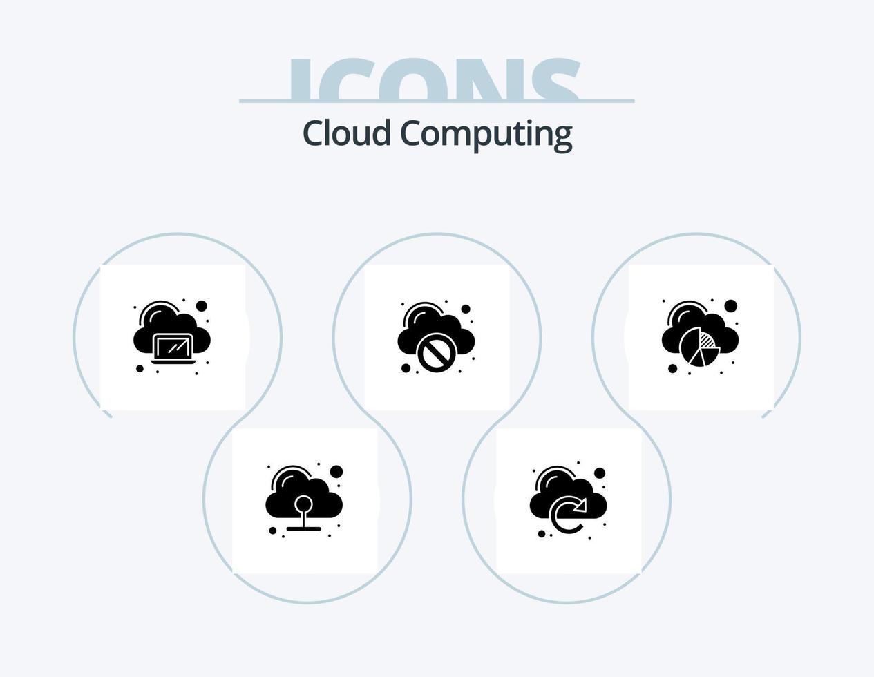 pack d'icônes de glyphe de cloud computing 5 conception d'icônes. graphique. Erreur. nuage. arrêter. bloc vecteur