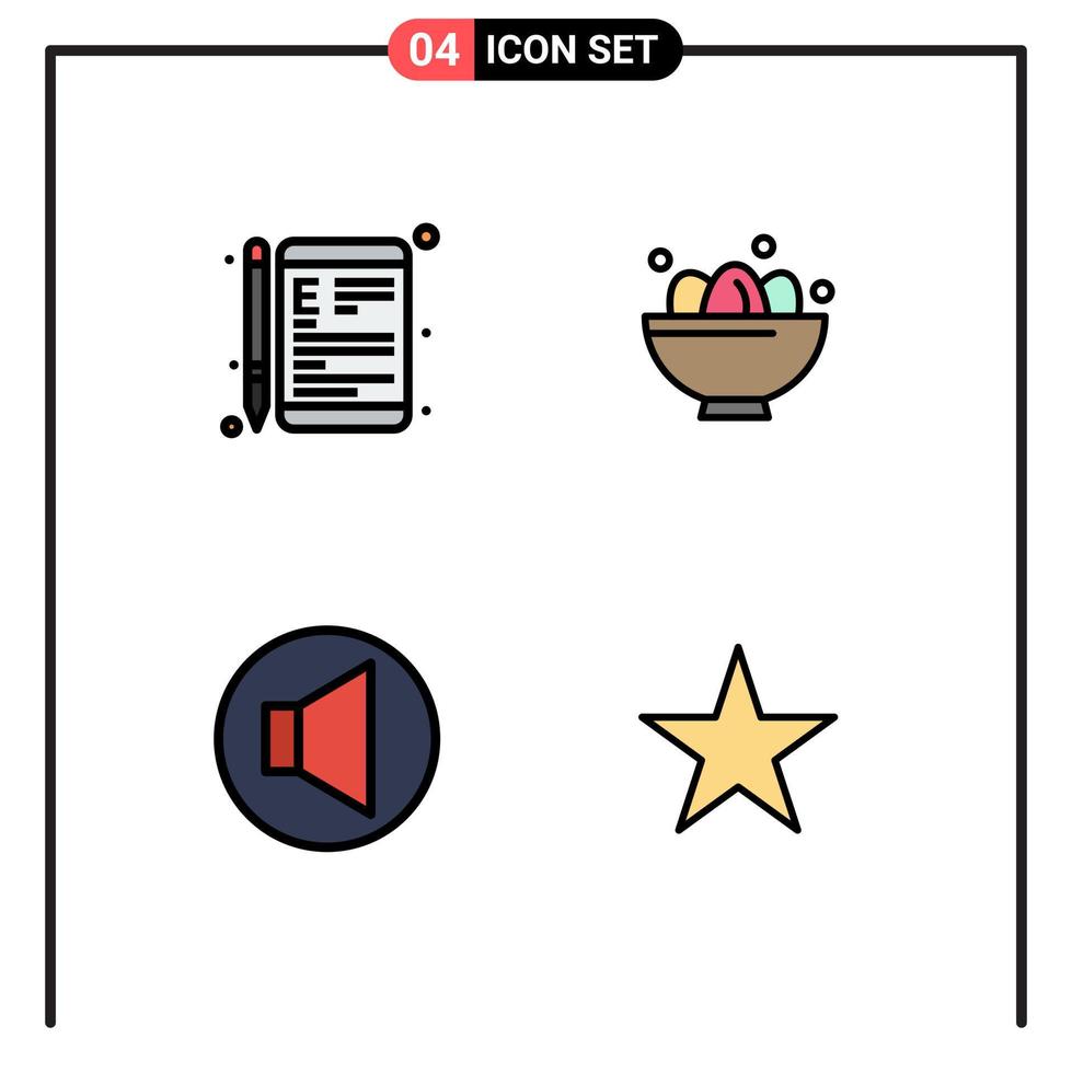 4 concept de couleur plate fillline pour les sites Web mobiles et les applications en ligne bol d'apprentissage des œufs éléments de conception vectoriels modifiables vecteur