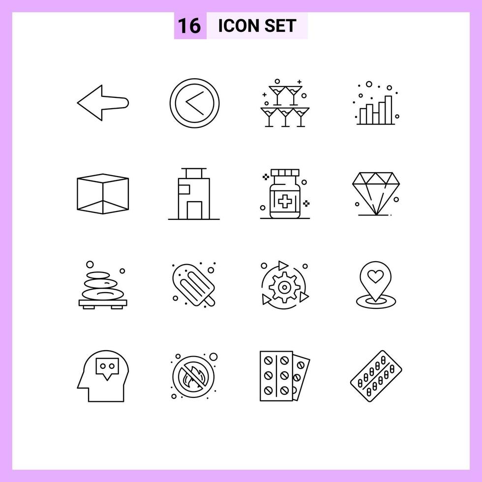 pack de 16 signes et symboles de contours modernes pour les supports d'impression Web tels que les éléments de conception vectoriels modifiables seo vecteur