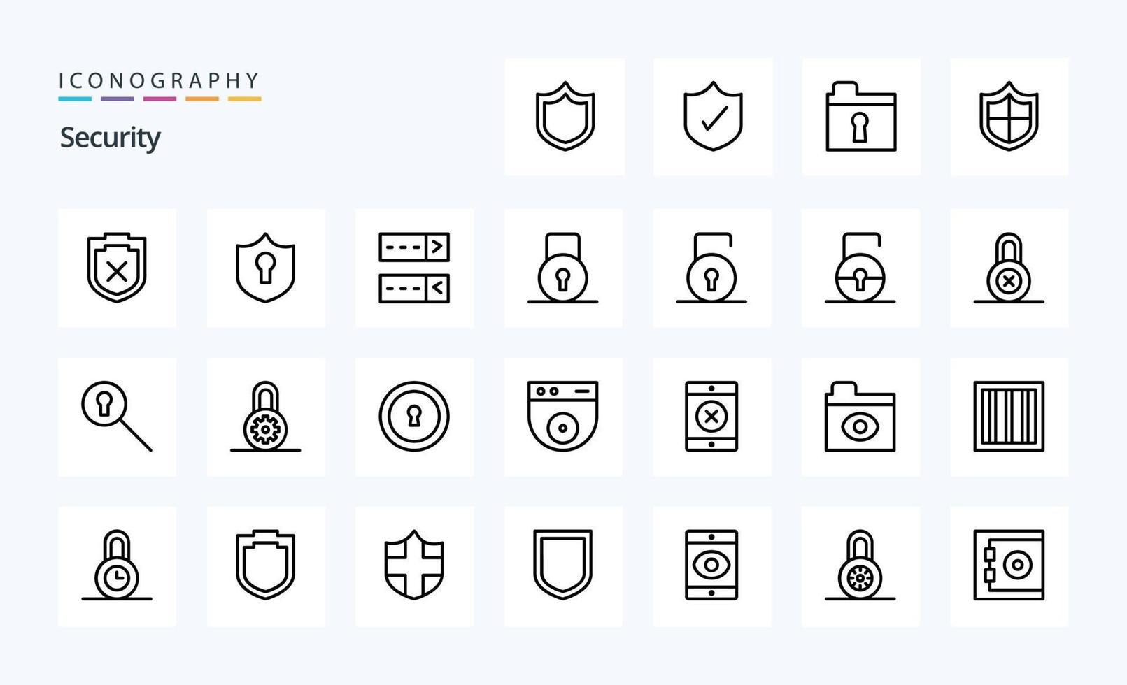 25 pack d'icônes de ligne de sécurité vecteur
