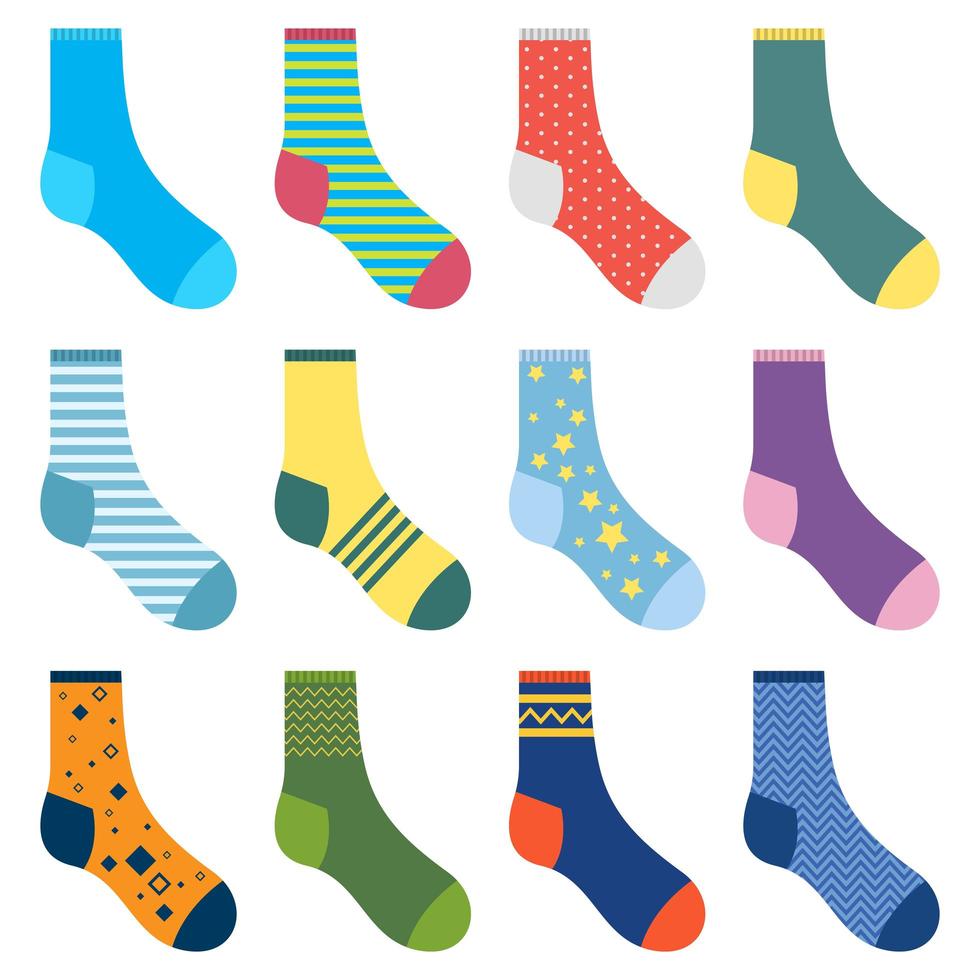 illustration de conception de vecteur de chaussettes différentes isolé sur fond blanc