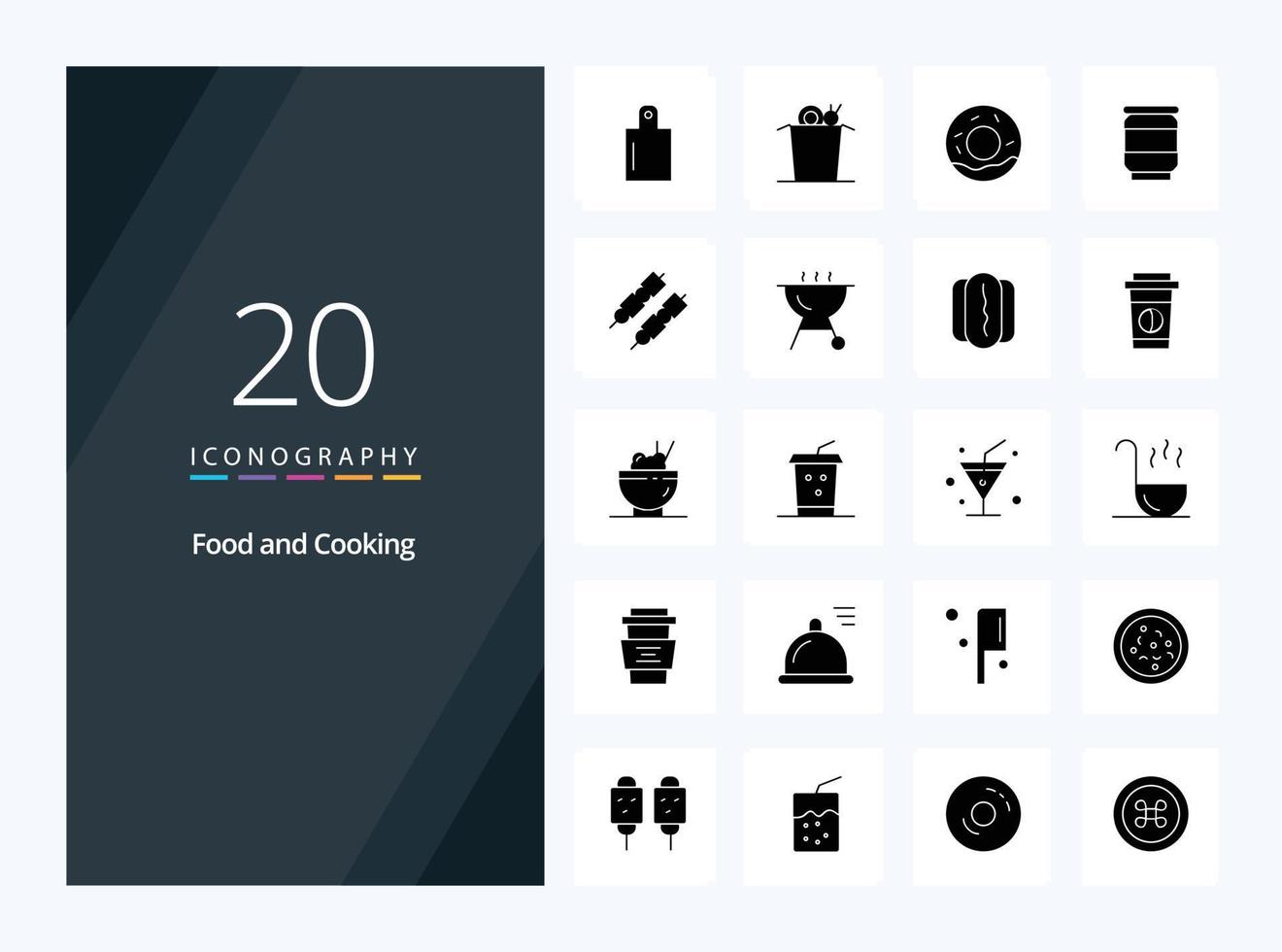 20 icône de glyphe solide de nourriture pour la présentation vecteur