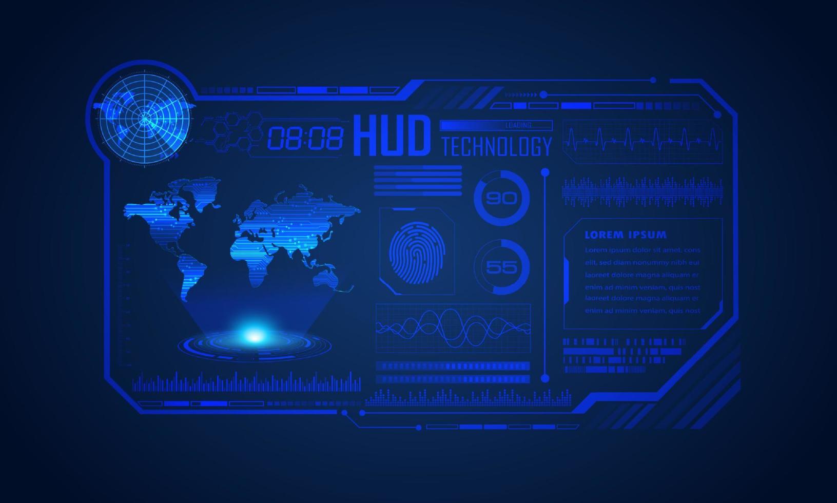 fond décran de technologie hud moderne avec cadenas vecteur