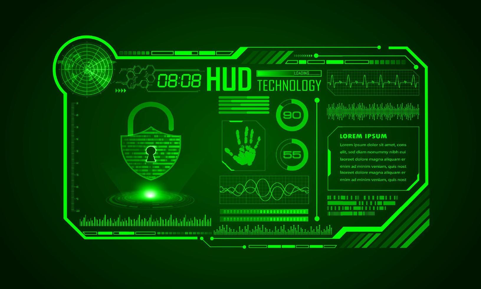 fond décran de technologie hud moderne avec cadenas vecteur