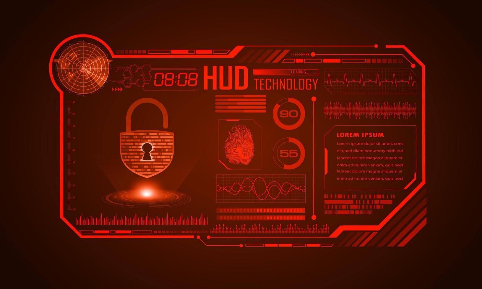 fond décran de technologie hud moderne avec cadenas vecteur