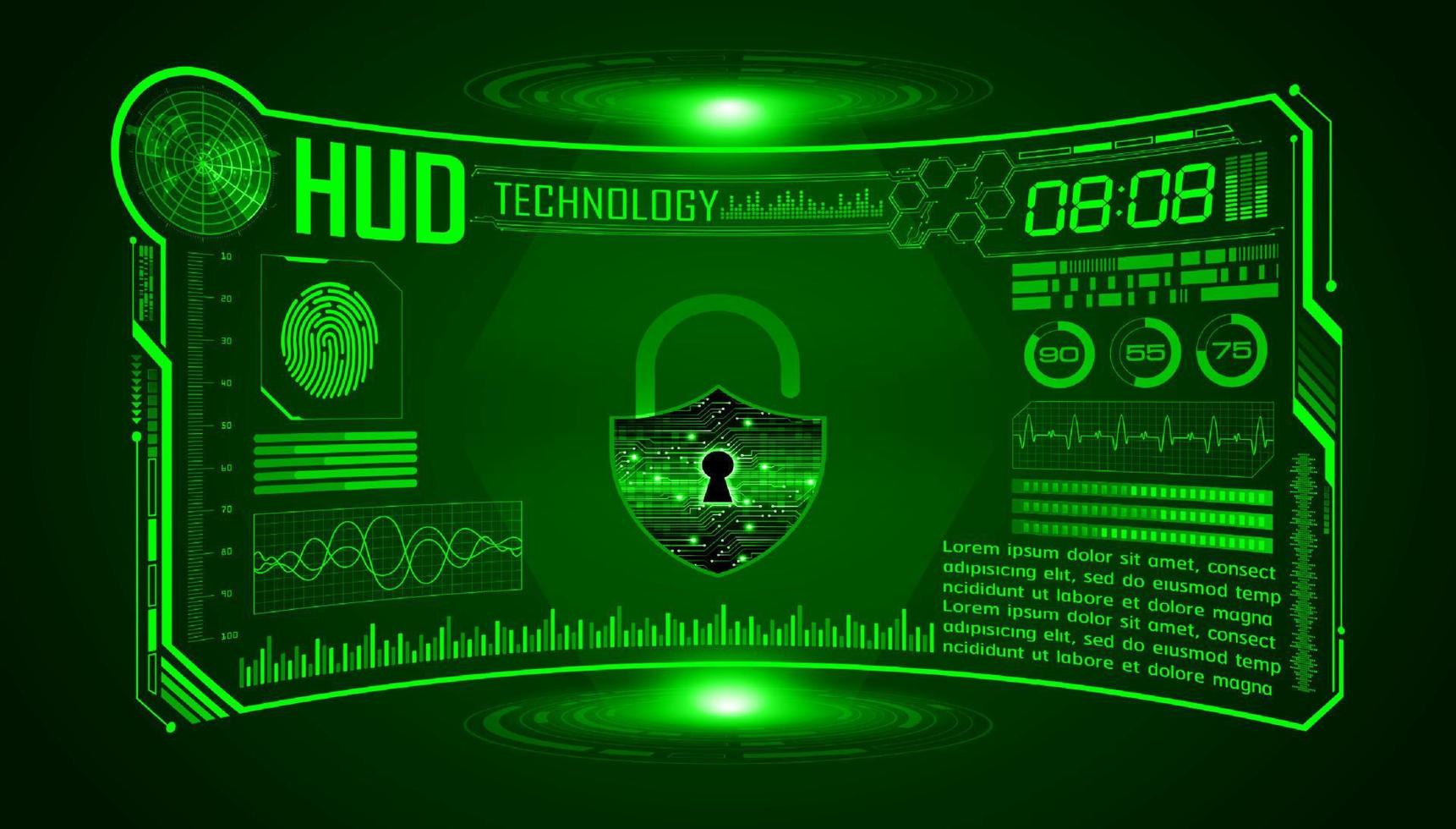 fond décran de technologie hud moderne avec cadenas vecteur