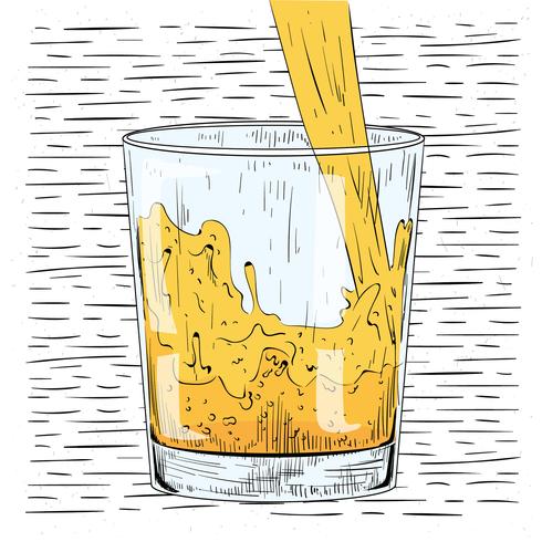 Verre de jus dessiné à la main de vecteur