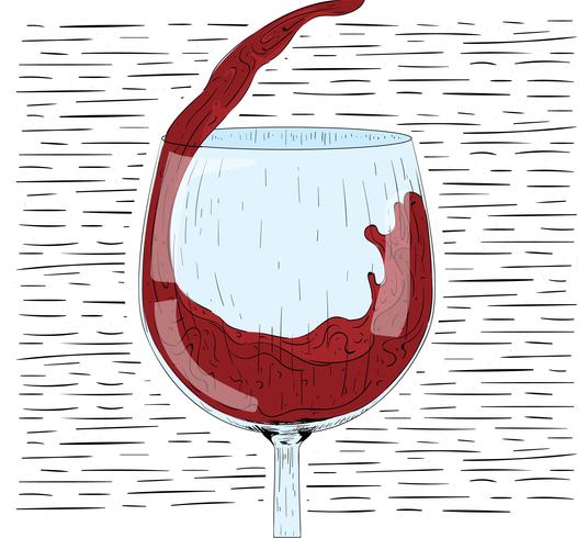 Verre dessiné à la main de vecteur de vigne