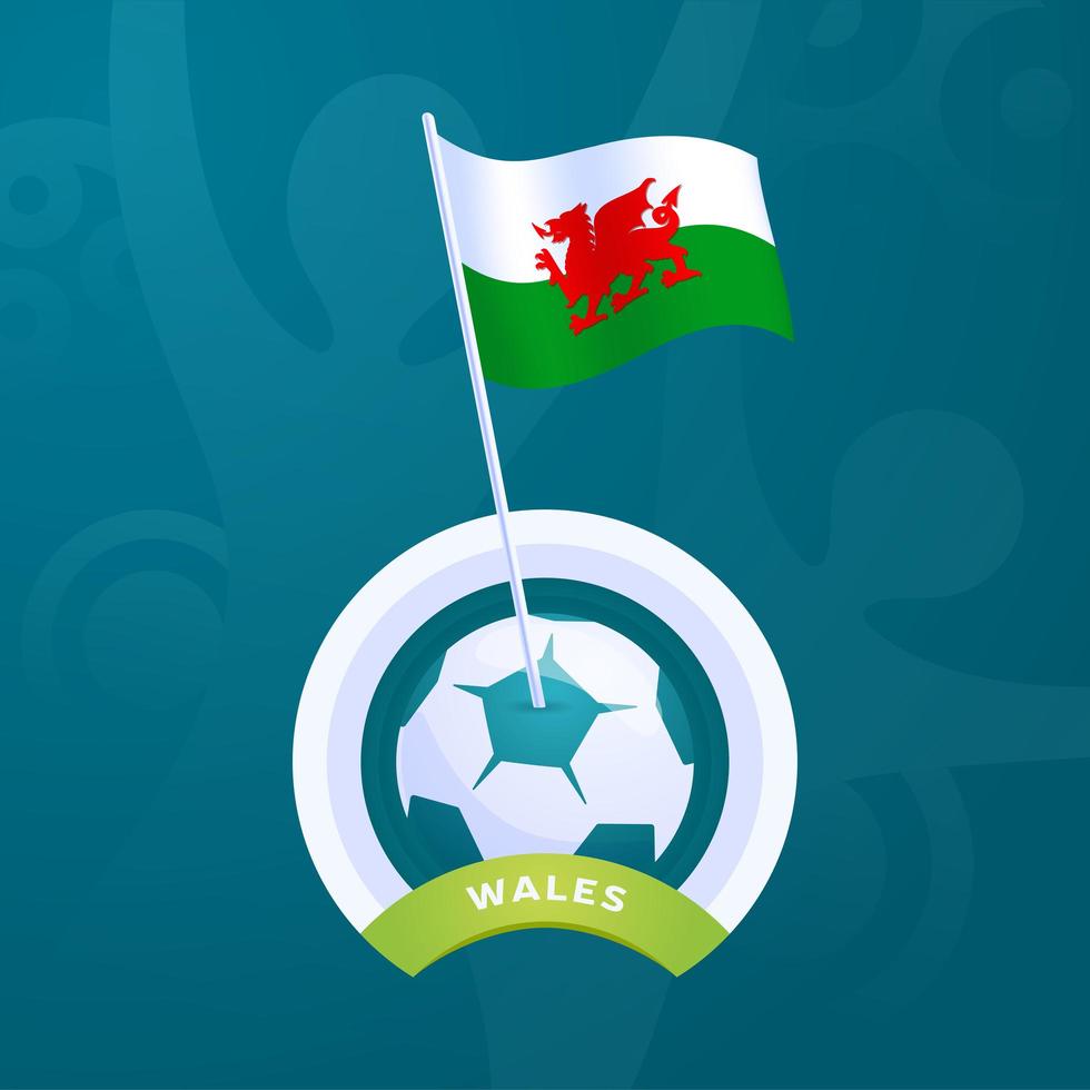 drapeau de vecteur du Pays de Galles épinglé sur un ballon de football