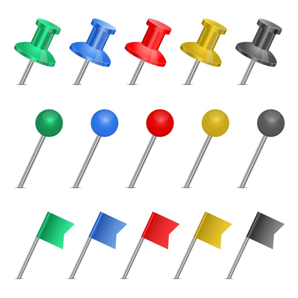 push pin set vector illustration de conception isolé sur fond blanc