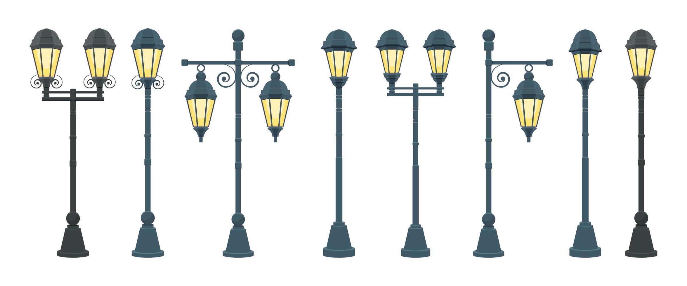 illustration de conception de vecteur de lampadaire vintage isolé sur fond blanc