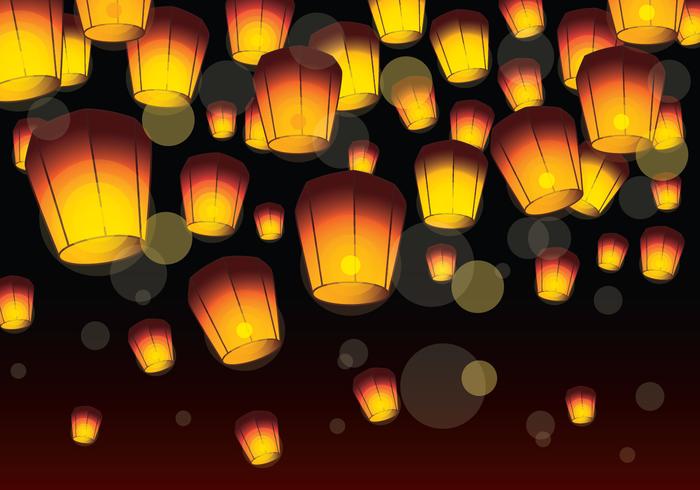 festival de la lanterne du ciel vecteur