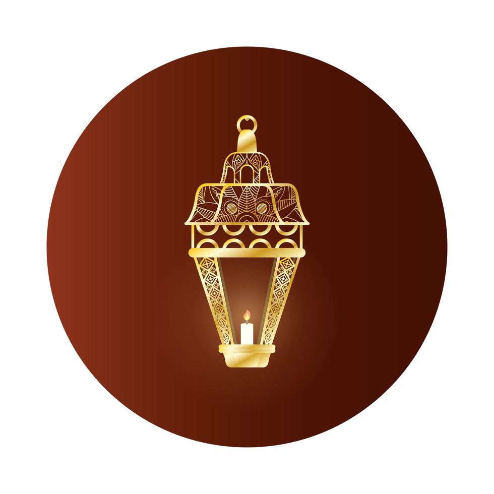 lampe dorée décoration ramadan kareem vecteur