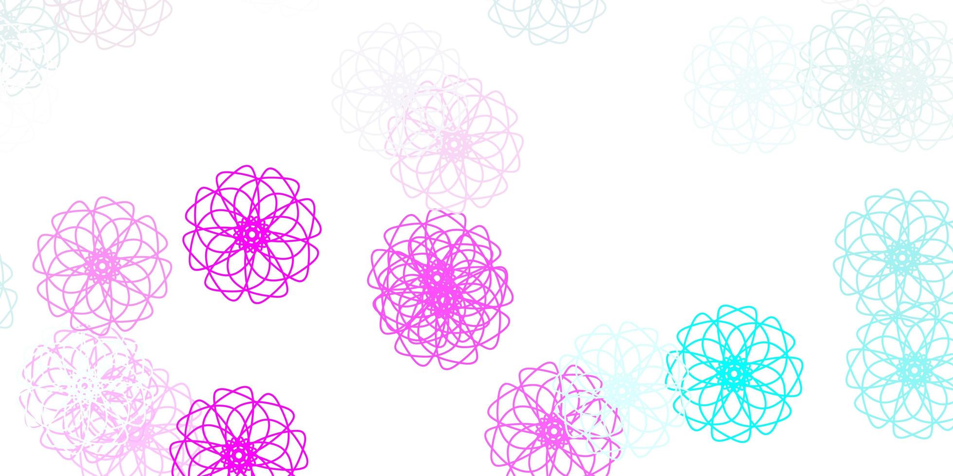motif de doodle vecteur rose clair, bleu avec des fleurs.