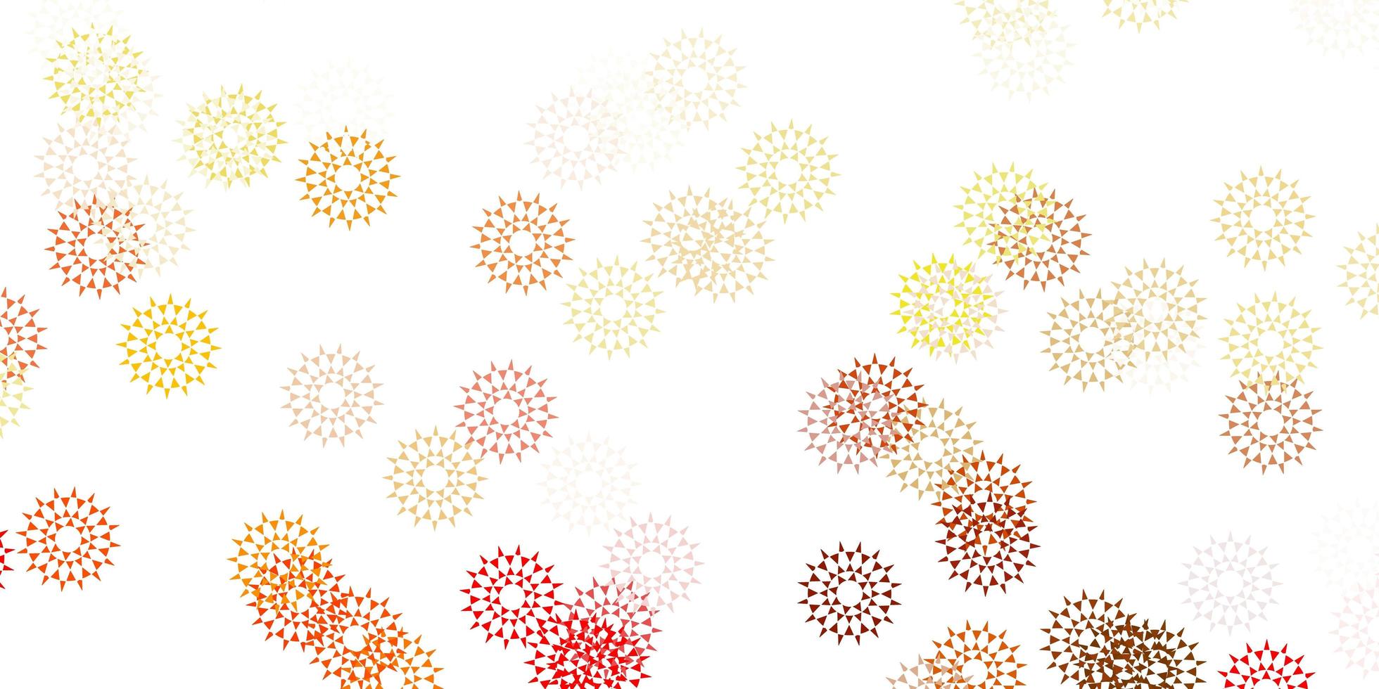 motif de doodle vecteur rouge et jaune clair avec des fleurs.