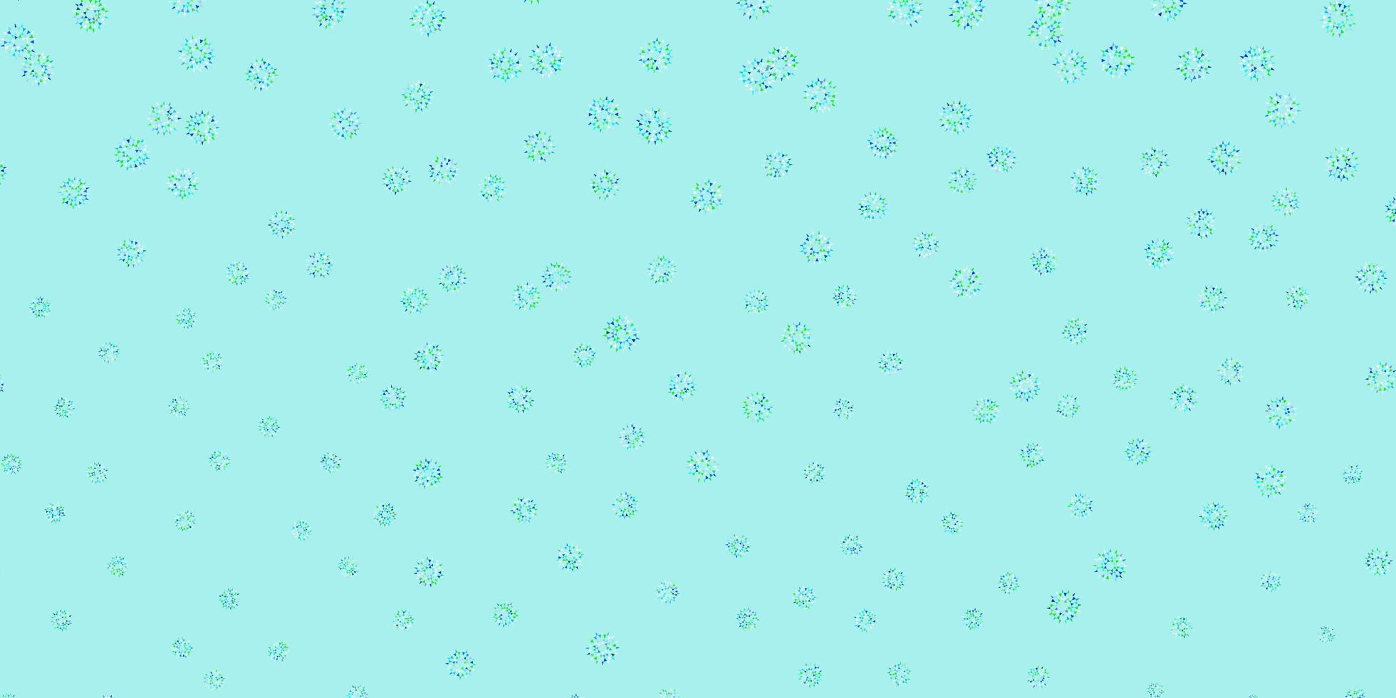 fond de doodle vecteur bleu clair, vert avec des fleurs.