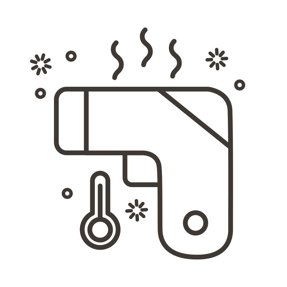 laser thermomètre avec style de ligne de particules covid19 vecteur