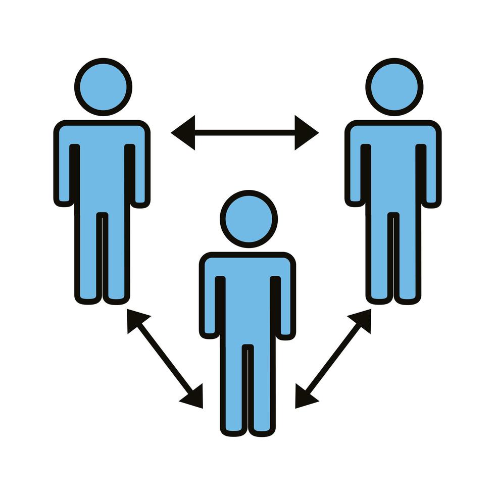 groupe d'humains avec distance sociale vecteur